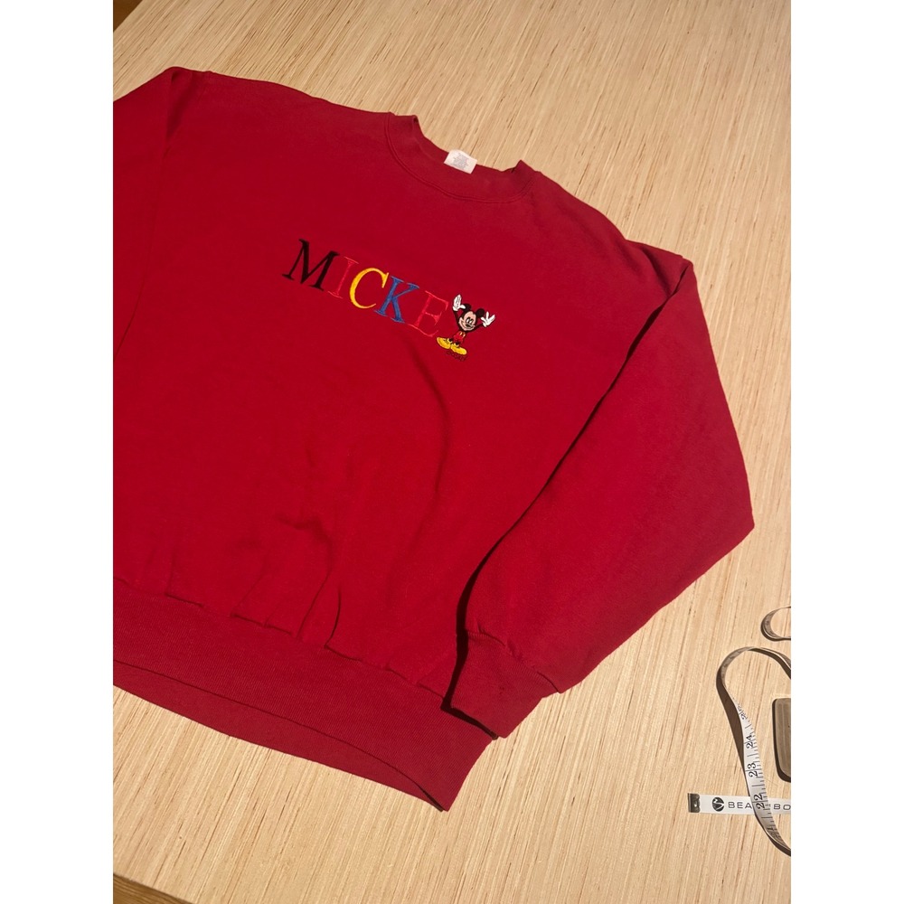 Vintage Velva Sheen Disney Mickey Mouse Sweatshirt Red Made in USA Mens Large 51